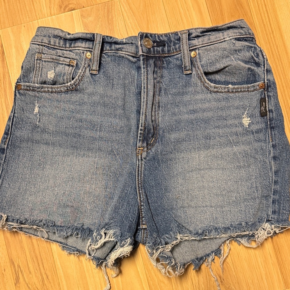 Silver Jeans Light Blue Frayed Jean Shorts